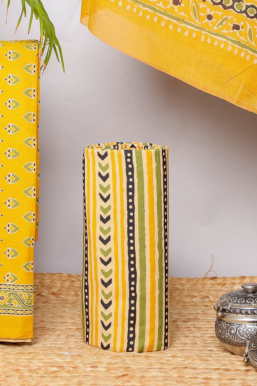 Pure Cotton Ajrakh Print Cotton Suits Set Yellow