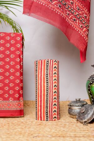 Pure Cotton Ajrakh Print Cotton Suits Set Red