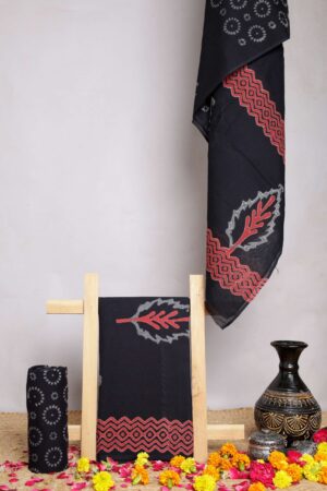 Hand Block Sanganeri Black And Coloured Design Printed Suit Set