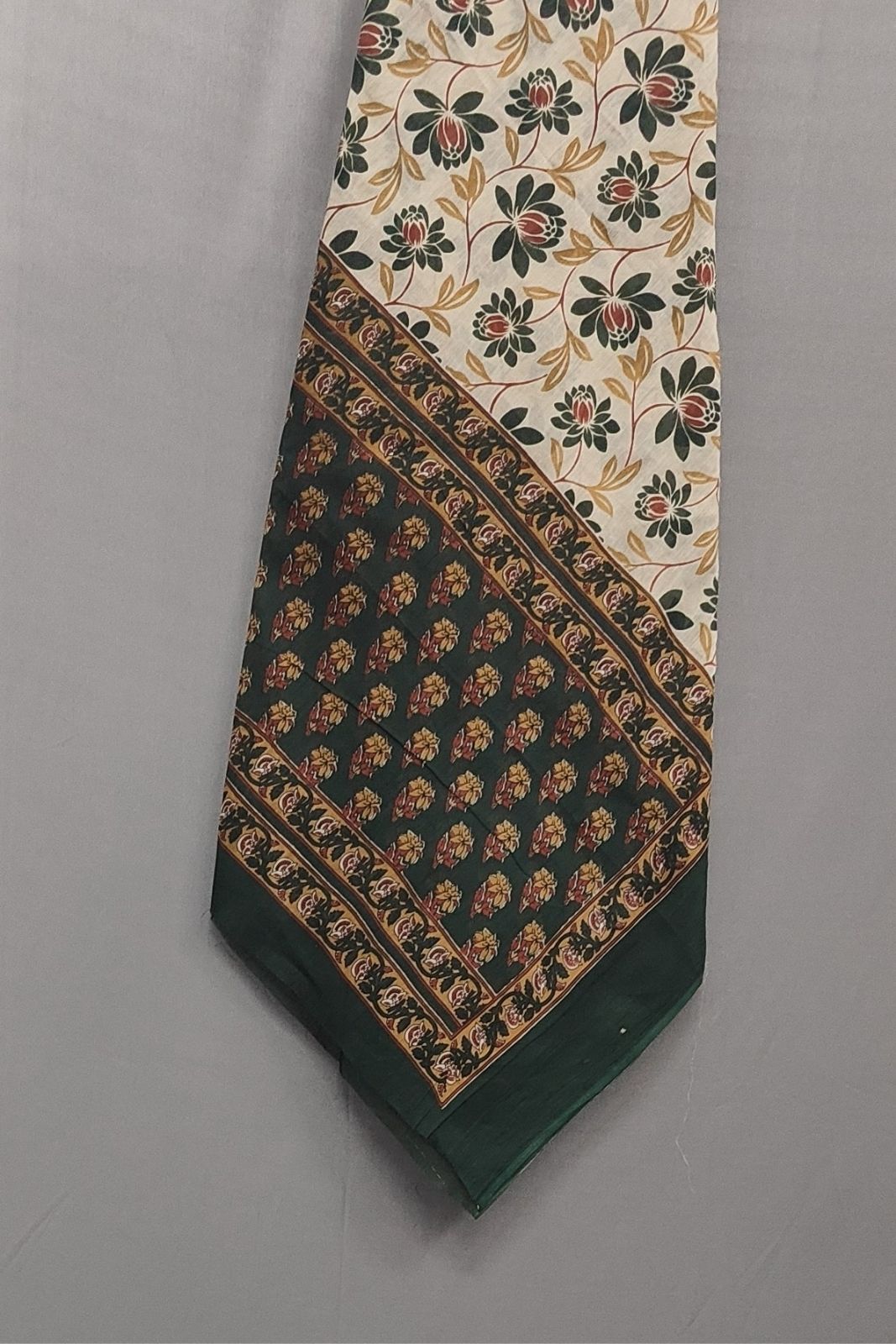 Emerald Green Floral Pure Cotton Printed Suit Set with Cotton Dupatta