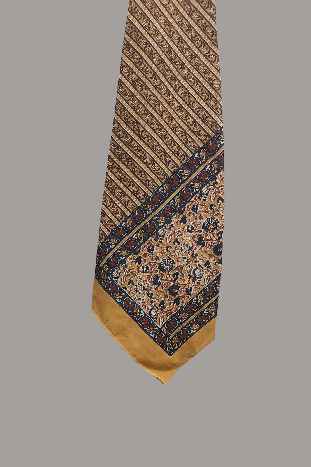 Mustard & Indigo Floral Pure Cotton Printed Suit Set with Dupatta