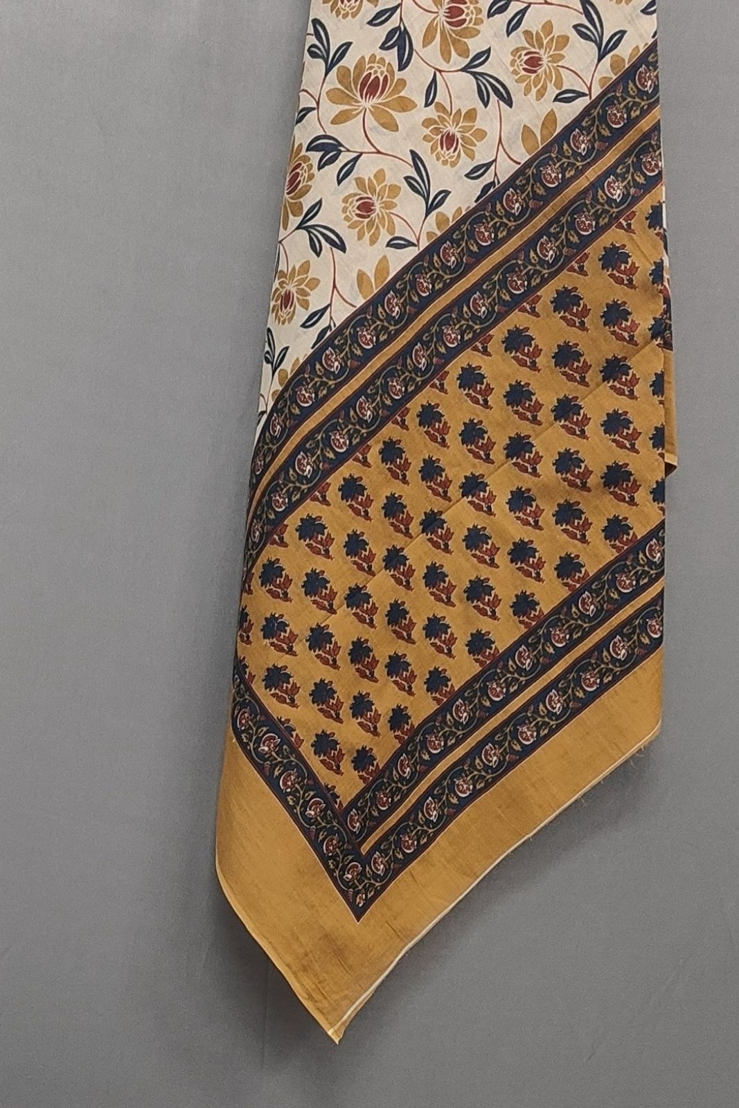 Mustard Blossom Pure Cotton Printed Suit Set with Cotton Dupatta