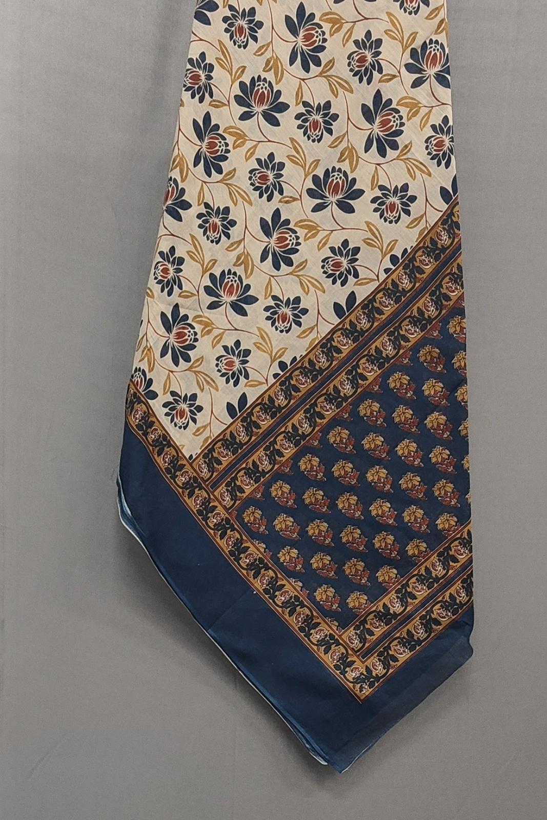 Royal Blue Floral Pure Cotton Printed Suit Set with Cotton Dupatta